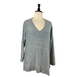 Harve Benard Sweater V-neck Oversized Wool Blend Gray Women’s Size XL